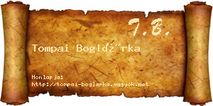 Tompai Boglárka névjegykártya